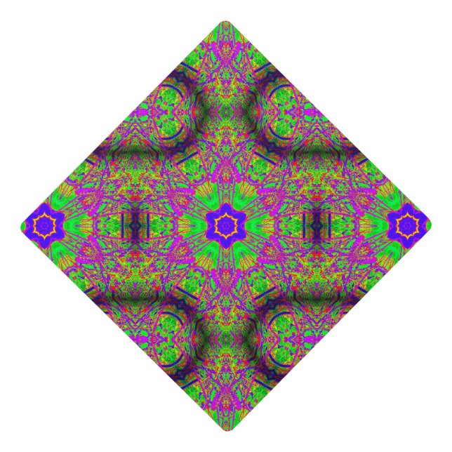 Hippie groovy psychedelic Thunder_Cove Graduation Cap Topper (Front)