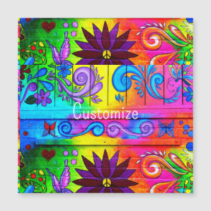 hippie groovy retro colours magnetic invitation