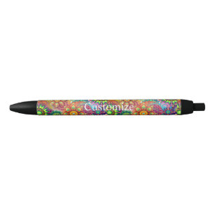 Hippie Groovy Techno Psychedelic Thunder_Cove Black Ink Pen