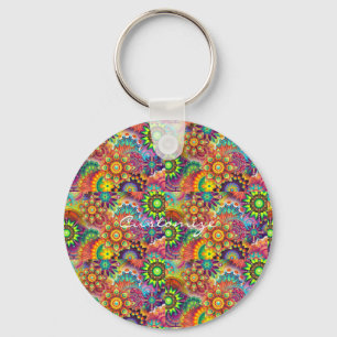 Hippie Groovy Techno Psychedelic Thunder_Cove Keychain