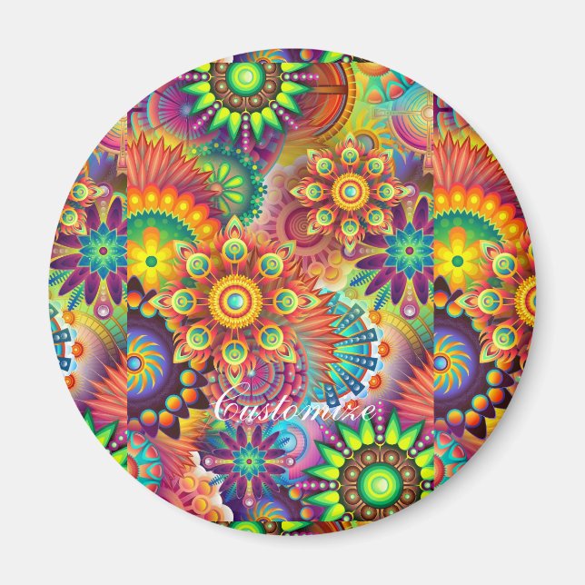 Hippie Groovy Techno Psychedelic Thunder_Cove Magnet (Front)
