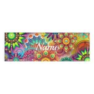 Hippie Groovy Techno Psychedelic Thunder_Cove Name Tag