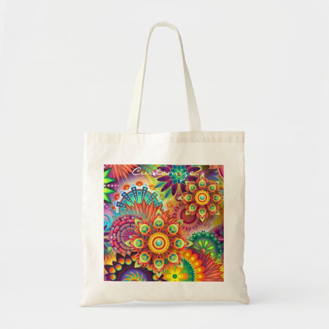 Hippie Groovy Techno Psychedelic Thunder_Cove Tote Bag (Front)