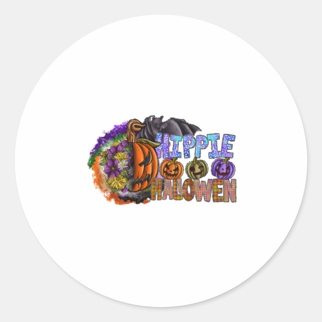 Hippie Halloween   Classic Round Sticker (Front)
