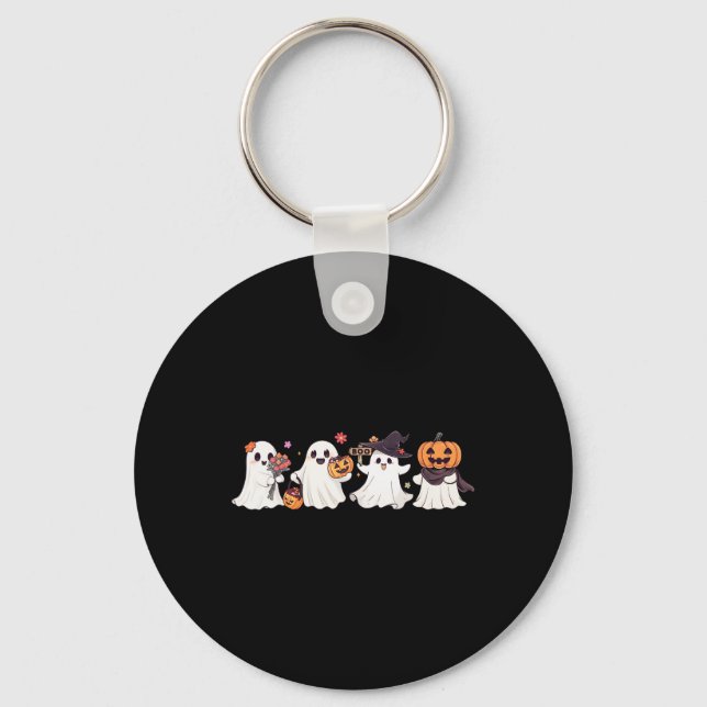 Hippie Halloween Cute Ghost Boo Spooky Season Pump Keychain (Front)