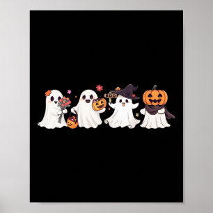 Hippie Halloween Cute Ghost Boo Spooky Season Pump Poster