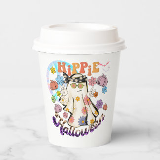 Hippie Halloween Ghost Retro Halloween Paper Cups