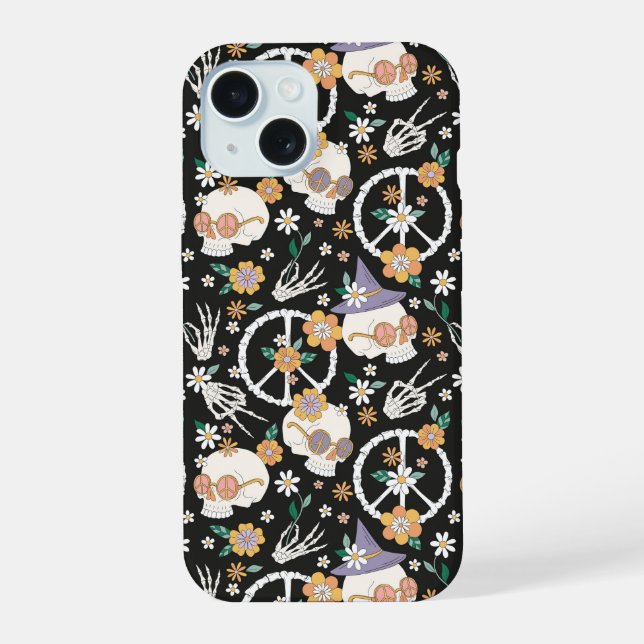 Hippie Halloween Skulls et Fleurs Motif (Verso)