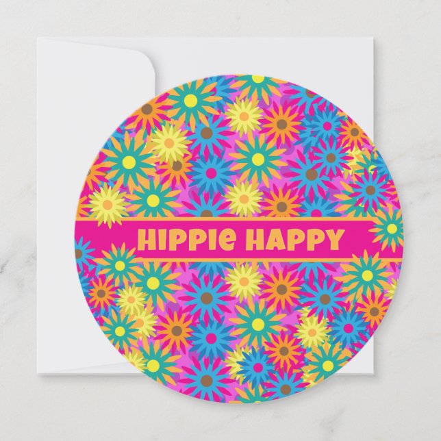 Hippie Happy 1960s Retro Theme Flower Power Party Invitation (Front)