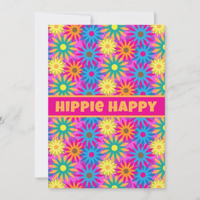 Hippie Happy 1960s Retro Theme Flower Power Party Invitation (Front)
