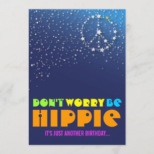 Hippie Happy 70th Birthday Peace Party Invitations
