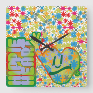 Hippie Heart ICON 2024 BY MASANSER Square Wall Clock
