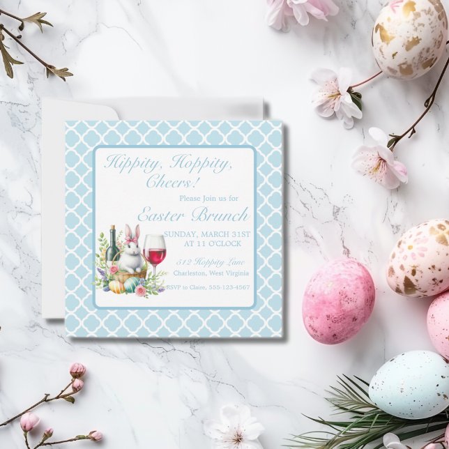 Hippie, Heureux, Bravo ! Invitation de Brunch de P (Hippity, Hoppity, Cheers! Brunch Invitation)