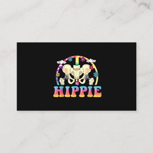Hippie Hip Replacement Joint Surgery Funny Business Card (Front)