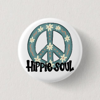 Hippie Hippy Soul Peace Sign 1 Inch Round Button