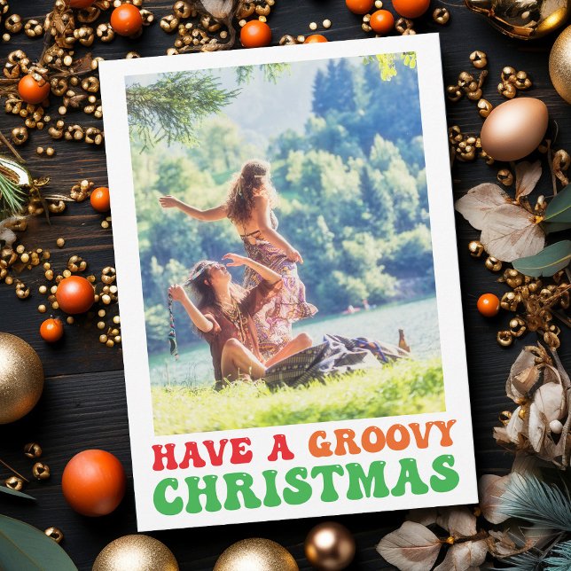 Hippie Holiday Photo Have a Groovy Christmas Card (Creator Uploaded)