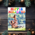 Hippie Holidays Retro 70s Vintage Photo Christmas Postcard<br><div class="desc">Hippie Holidays. Customize your cute hippie holiday postcard with this funky 70s text in fun rainbow colours. A colourful hippy Christmas postcard with your vintage family photo.</div>