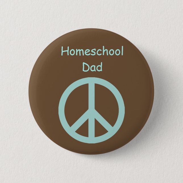 Hippie Homeschool Dad Peace Sign 2 Inch Round Button (Front)