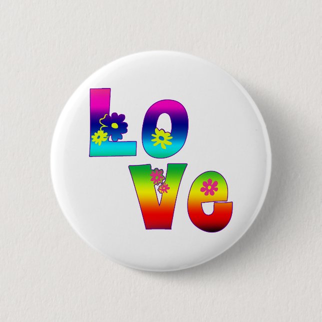 Hippie LOVE 2 Inch Round Button (Front)