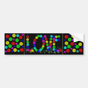 Hippie Love Flowers Bumper Sticker