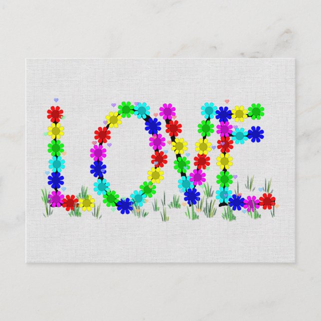 Hippie Love Flowers Postcard (Front)