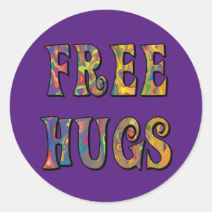 Hippie Love Free Hugs Classic Round Sticker