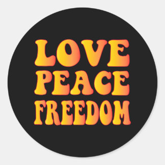 Hippie LOVE PEACE FREEDOM 60s 70s Tie Die Classic Round Sticker