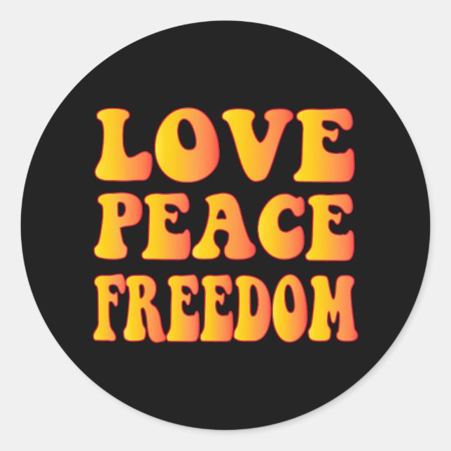 Hippie LOVE PEACE FREEDOM 60s 70s Tie Die Classic Round Sticker (Front)