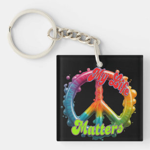 Hippie Love Peace Life Matters Custom  Keychain