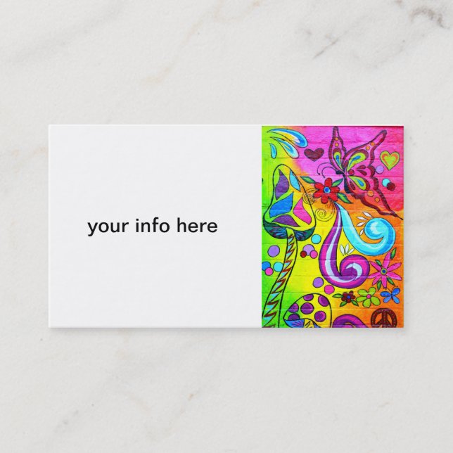 hippie magic mushroom business card (Front)
