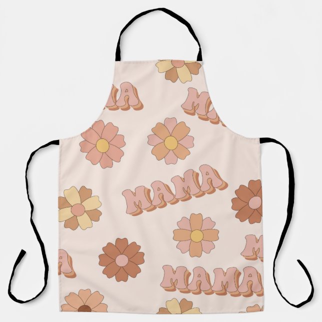 Hippie mama seamless pattern. Groovy background. M Apron (Front)