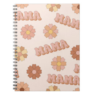 Hippie mama seamless pattern. Groovy background. M Notebook
