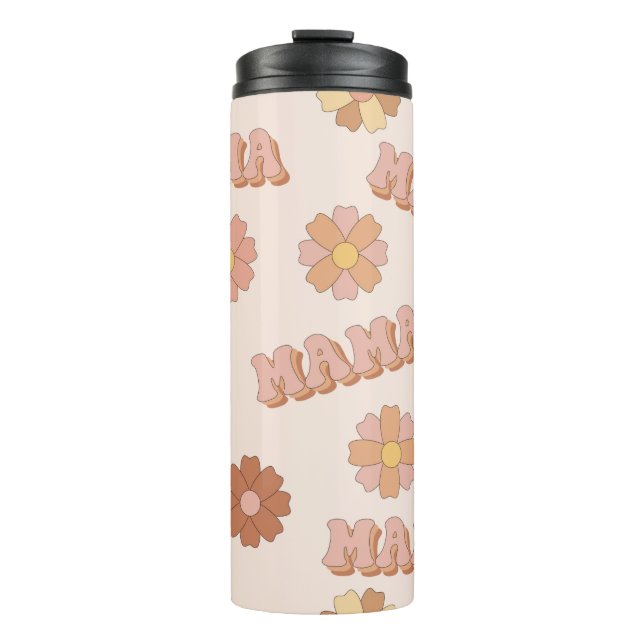 Hippie mama seamless pattern. Groovy background. M Thermal Tumbler (Front)