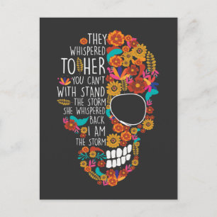 Hippie Mom Flower Sugar Skull Floral Postcard