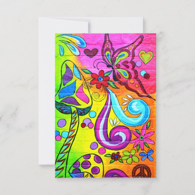 hippie mushroom butterfly invitation (Front)