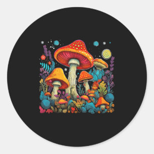 Hippie Mushrooms Psychedelic Forest Fungi Festival Classic Round Sticker