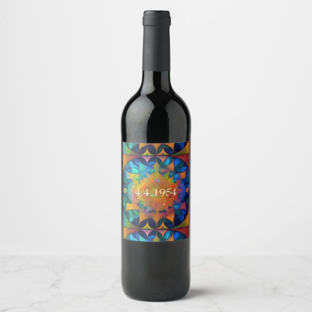 HIPPIE NEW AGE MEDITATION ART WINE LABEL (Front)