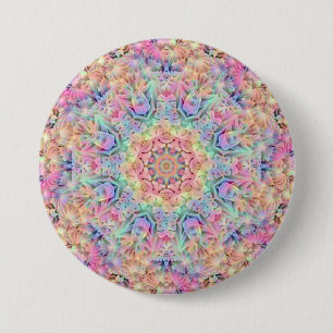 Hippie Pastel Colours Vintage Fractal Kaleidoscope 3 Inch Round Button