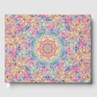 Hippie Pastel Colours Vintage Fractal Kaleidoscope Guest Book