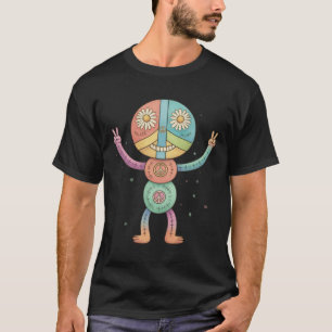Hippie Peace Doll – Retro Stitched Flower Child T-Shirt