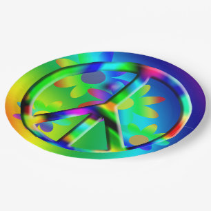 Hippie Peace Flower Power Party Plates