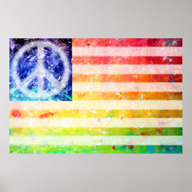 Hippie Peace Freak Flag Art Poster (Front)