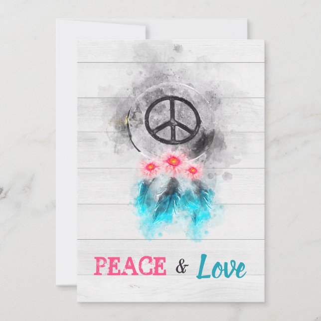 *~ Hippie Peace Love 60's Baby Neutral Shower Invitation (Front)