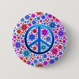 Hippie Peace Sign 2 Inch Round Button