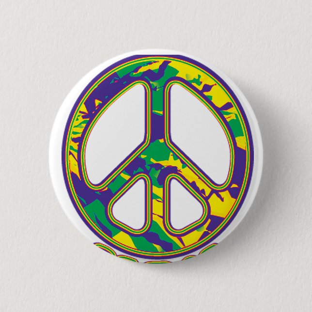 Hippie Peace Sign 60s 70s 2 Inch Round Button (Front)