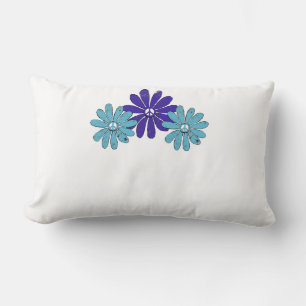 Hippie Peace Sign Flower Power Purple Aqua Lumbar Pillow