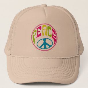 Hippie Peace Sign Trucker Hat