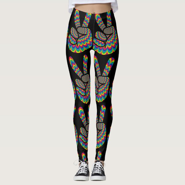 HIPPIE PEACE SIGN YOGA PANTS (Front)