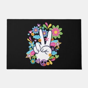 Hippie Peace Signs Doormat