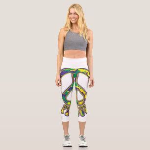 Hippie Peace Symbol Capri Leggings